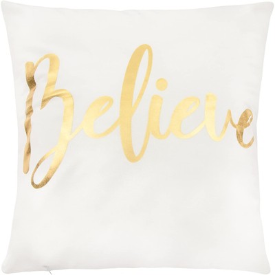 White and Gold Inspirational Polyester Throw Pillow Covers, 18 x 18 in, Set of 4