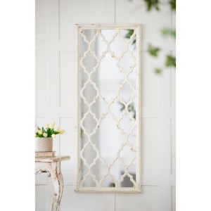 28"x59" Glister Rectangular Mirror with Distressed White Frame with Decorative Window Look, Vertical or Horizontal - 1 of 4