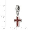 Black Bow Jewelry Sterling Silver and Dark Red Crystal Cross Dangle Bead Charm - 2 of 3