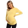 Coolmee Maternity Shirt Long Sleeve Basic Top Ruch Sides Bodycon Tshirt for Pregnant Women with Button - 3 of 4
