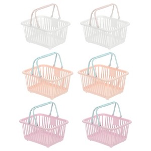 Unique Bargains Plastic Grocery Shopping Toy Organizing Mini Decorative Baskets 6.3" x 3.5" x 5.1" 6 Pcs - 1 of 4