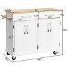 Costway Kitchen Trolley Island Utility Cart Wood Top Rolling Storage Cabinet Drawers White - 3 of 4