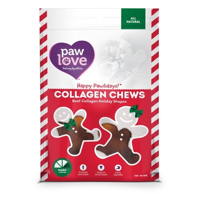 Paw Love Beef Collagen Holiday Shapes Chews Dental Dog Treats - 1.5oz/2ct