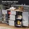 YOOCOZZ Rolling Kitchen Island with Slide-Out Shelves, Rubber Wood Top and Large Storage Space - 3 of 4