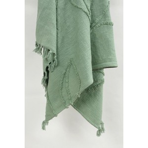HomeRoots Green Woven 100% Woven Textured Cotton Throw Blanket - 1 of 4