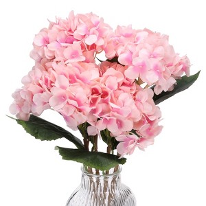 Unique Bargains Home Wedding Decor Hydrangea Silk Faux Artificial Flowers 17.7'' Long - 1 of 4