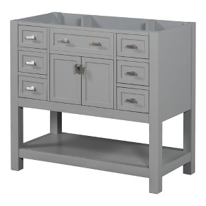 NicBex 35.2" Bathroom Vanity without Sink, Bathroom Storage Cabinet, 6 Drawers and 1 Spacious Cabinet Door for Bathroom, Grey - 1 of 4