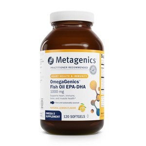Metagenics OmegaGenics Fish Oil 1000mg, High Potency Omega-3 EPA & DHA, Heart, Musculoskeletal & Immune Health, 120 Softgels - 1 of 4