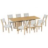 Farmhouse 9-Piece Extendable Dining Table Set with 2 12" Removable Leaves and 8 Upholstered Dining Chairs - ModernLuxe - 2 of 4