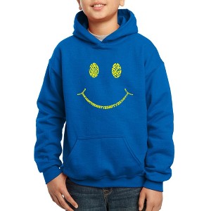 LA Pop Art Boy's Word Art Hooded Sweatshirt - Be Happy Smiley Face - 1 of 4