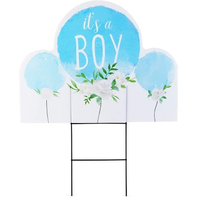 Blue Panda 2-Pack It’s A Boy Baby Shower Yard Signs with Stakes Outdoor Lawn Decorations, Blue 17 x 13 In