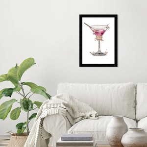 15" x 21" Fashion Cocktail Bar Cart II Framed Wall Art Print Pink - Wynwood Studio - 1 of 4