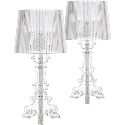 360 Lighting Baroque Accent Table Lamps 20" High Set of 2 Clear Acrylic See Through for Living Room Family Bedroom Bedside Nightstand