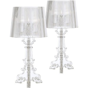 360 Lighting Baroque Accent Table Lamps 20" High Set of 2 Clear Acrylic See Through for Living Room Family Bedroom Bedside Nightstand - 1 of 4