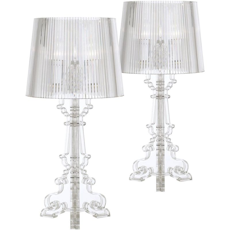 360 Lighting Baroque Accent Table Lamps 20" High Set of 2 Clear Acrylic See Through for Living Room Family Bedroom Bedside Nightstand, 1 of 8