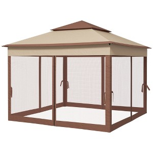 Aghana Digitals 11x11 Dark Gray Outdoor Pop-Up Canopy Gazebo with Mesh Netting, Vented Roof & Carry - 1 of 4
