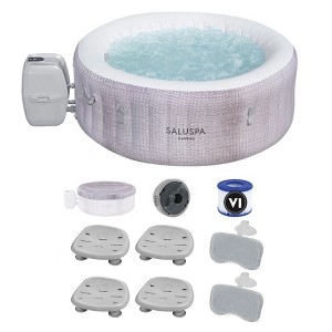 Bestway SaluSpa Cancun AirJet Inflatable Hot Tub with Set of 2 SaluSpa Underwater Non Slip Pool and Spa Seat & 2 Headrest Pillows - 1 of 4