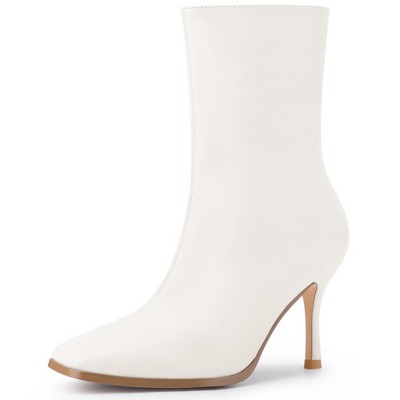 BLISSFUL STEP Women's Stiletto High Heel Square Toe Side Zip Ankle Boots