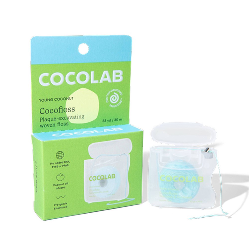 Cocolab Cocofloss Refillable Woven Expanding Dental Floss - Young Coconut - 33yd