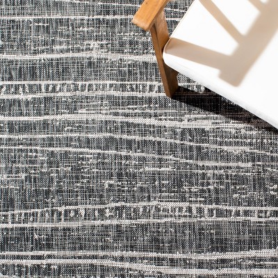 Luxor 79'' Easy-Care Black Square Synthetic Outdoor Rug