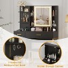 Makeup Vanity Desk with Mirror and Lights, with 2 Drawers, 9 Open Shelves& 2 Cabinets for Bedroom, Living room - 4 of 4