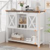 Jojoka 46.5" Farmhouse Coffee Cabinet, Console Table with Sliding Barn Doors, Open Shelves, Entryway Table with Glass Rack for Kitchen, Dining Room - 2 of 4