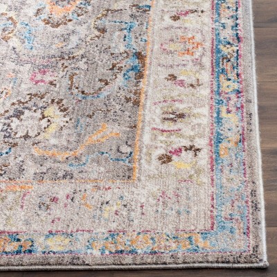 Bohemian Elegance Grey/Ivory Synthetic Square Area Rug - 7'x7'