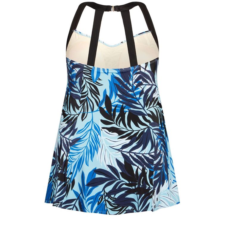 Women's Plus Size Hi Back Print Swim Dress - blue | AVENUE, 4 of 5