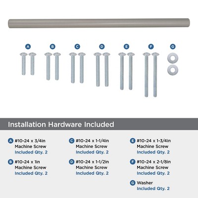 12-Inch Sterling Nickel Modern Bar Pull with Mounting Hardware