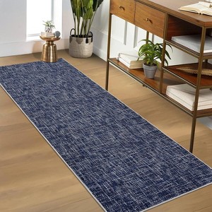 Acekool 5x7 Machine Washable Rug, Modern Non-Slip Minimalist Area Rug, Stain Resistant, Foldable Neutral Accent Carpet for Living Room, Black - 1 of 4