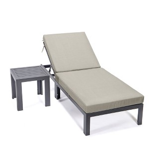 LeisureMod Chelsea Modern Outdoor Chaise Lounge Chair With Side Table - 1 of 4