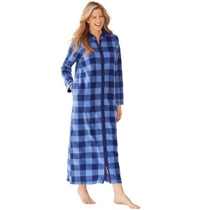 Dreams & Co. Plus Size Plush Zip-Front Robe - 1 of 4
