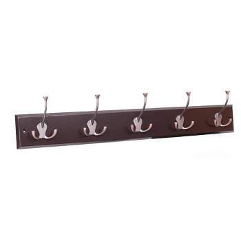 27 Espresso Hook Rail with 6 Oil Rubbed Bronze Hooks - Hook Rails