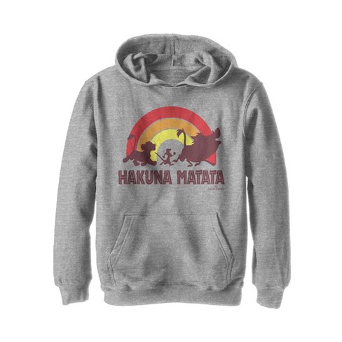 Boy s Lion King Hakuna Matata Rainbow Pull Over Hoodie Athletic Heather X Large