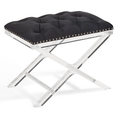 Miklo Contemporary Tufted Ottoman Black/Acrylic - Armen Living