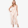 Anna-Kaci Women's Sleeveless Printed Jumpsuit with V-Neck Ruffle Detail and Wide-Leg Pants- Large, Beige - 2 of 4