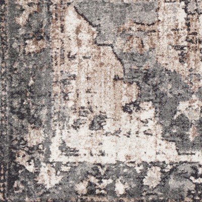Bowen Charcoal and Beige Synthetic Fur Rectangle Area Rug 4'3" x 5'7"