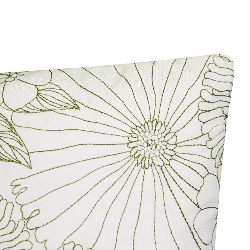 21" x 14" Fine Line Embroidered Floral Decorative Lumbar Patio Throw Pillow - Edie@Home, 5 of 9
