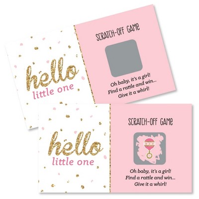Big Dot of Happiness Hello Little One - Pink and Gold - Girl Baby Shower Game Scratch Off Cards - 22 Count
