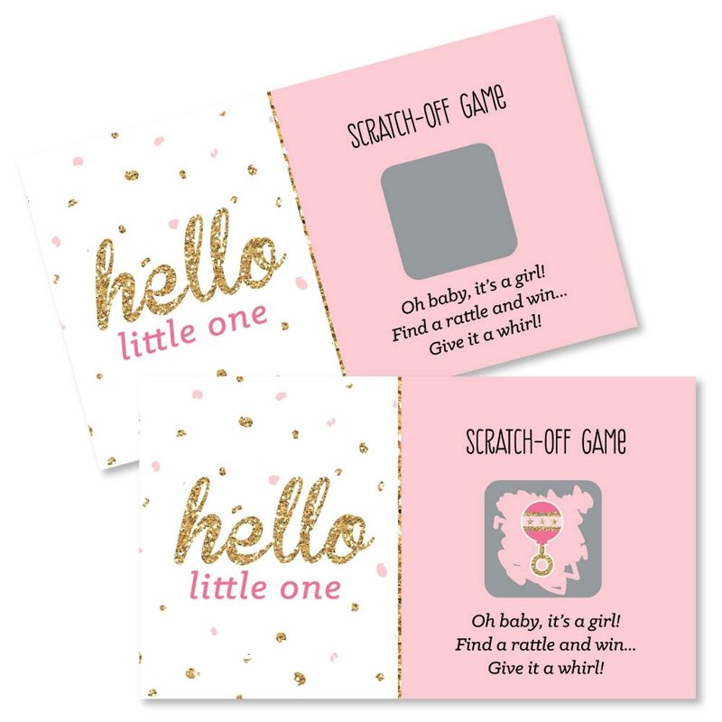 Big Dot of Happiness Hello Little One - Pink and Gold - Girl Baby Shower Game Scratch Off Cards - 22 Count, 1 of 7