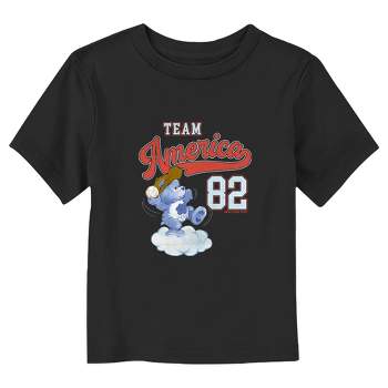 Care Bears Team America Baseball Grumpy Bear  T-Shirt - Black - 5T