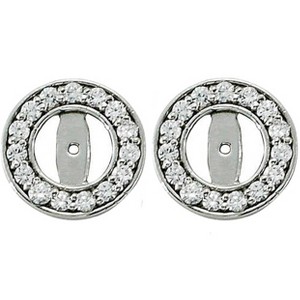 Pompeii3 1/2ct Halo Round Diamond Studs Earring Jackets 14K White Gold (up to 4mm) - 1 of 4