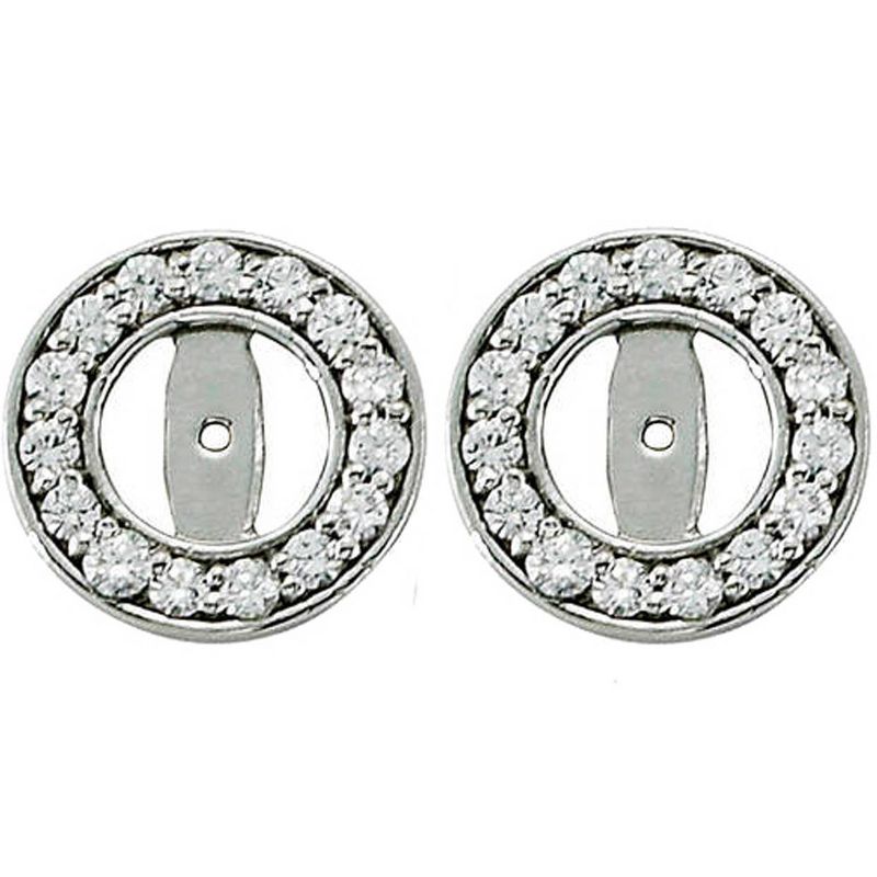 Pompeii3 1/2ct Halo Round Diamond Studs Earring Jackets 14K White Gold (up to 4mm), 1 of 4