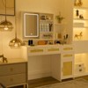 Makeup Vanity with Lights in 3 Colors & Openable Mirror, Vanity Desk with 4 Drawers & 1 Cabinets & Shelves - 2 of 4