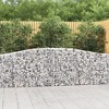 vidaXL Arched Gabion Baskets - 2 pcs 157.5"x11.8"x31.5"/39.4" - Galvanized Iron - Designed for Stability and Durability - 2 of 4