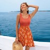 Women's Rust Orange Floral Print Tank Dress with Tie Waist - Cupshe - 2 of 4