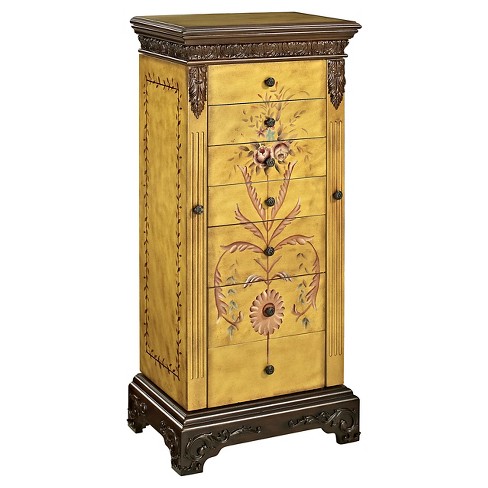 Beatrice Antique Parchment Hand Painted Jewelry Armoire Powell