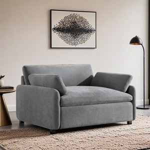 50*43" Oversized Chenille Single Sofa Chair,Wide and Deep Seat Accent Chair,Modern Upholstered Comfy Armchair with Pillows - Leovsnove - 1 of 4