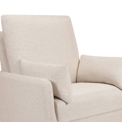 Beach Beige Fully Upholstered Swivel Glider with Curved Arms