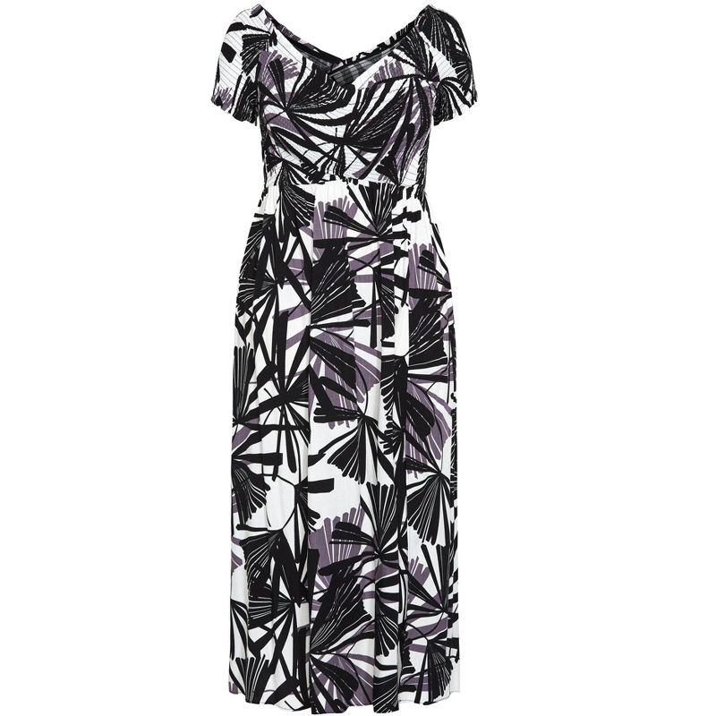 Women's Plus Size Skye Print Maxi Dress - ivory | CITY CHIC, 3 of 4